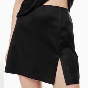 Aritzia Sunday Best Tatiana Satin Mini Skirt with slit size 2 in black